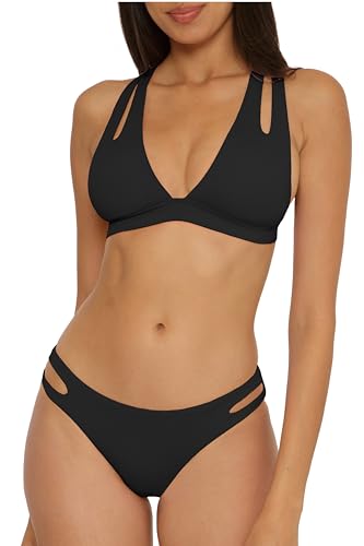 BECCA Women's Color Prism Halter Top and Hipster Bottom Bikini Set, Adjustable, Two Piece Swimsuits