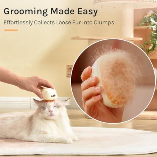 Image of Cat Steam Brush for Easy Grooming - Dual-Head Petting & Shedding Tool with Spray Feature | Skin-Friendly & Massage Function | The Stylish Shedding Solution for Cat Lovers
