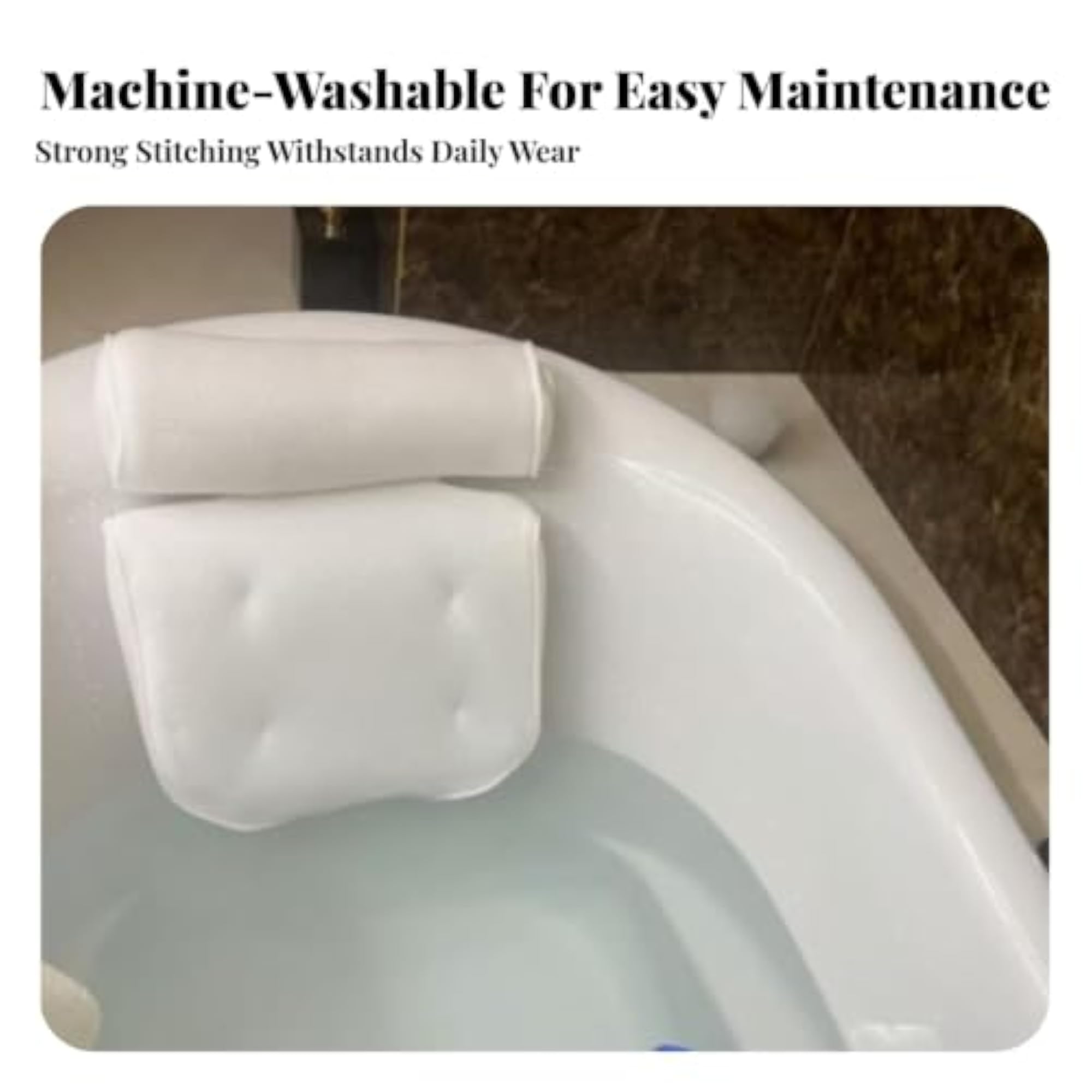 Machine Washable Non-Slip Bath Pillow with Neck Support