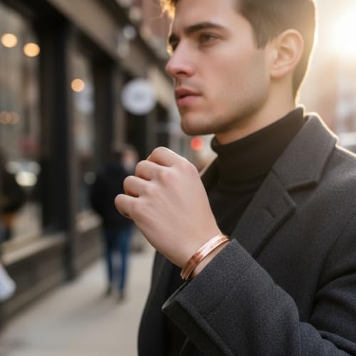 Pure Copper Bracelet for Men & Women Solid Cuff Bangle Adjustable - image 4