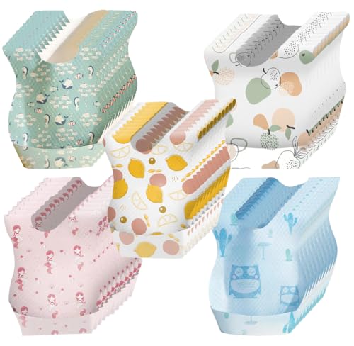 Kellegour 50 Pièces Bavoir Jetable Enfant Imperméables,Bavoirs de Voyage Jetables,Bébé Bavoirs Jetables,Bébé Bavoirs Imperméables Réglables,pour les...