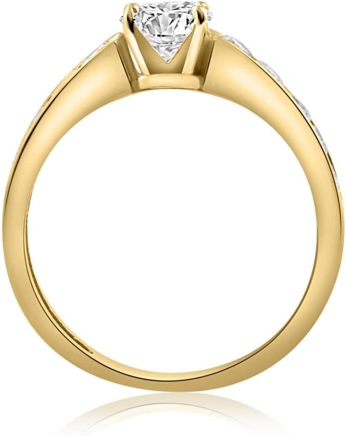 Pompeii 1 Ct Diamond Engagement Ring With Channel Set Accents in 10k Yellow Gold