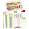 Bupete Juego de 25 agujas de hilo, incluyendo agujas de ganchillo para hilo, agujas de coser de plástico para ojos grandes, agujas curvadas para zurtir, agujas de tejer para coser ganchillo