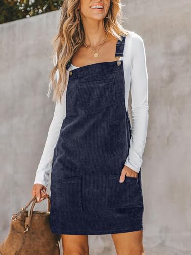 Image of CUPSHE Women Corduroy Square Neck Wide Strap Fall Overall Mini Dress