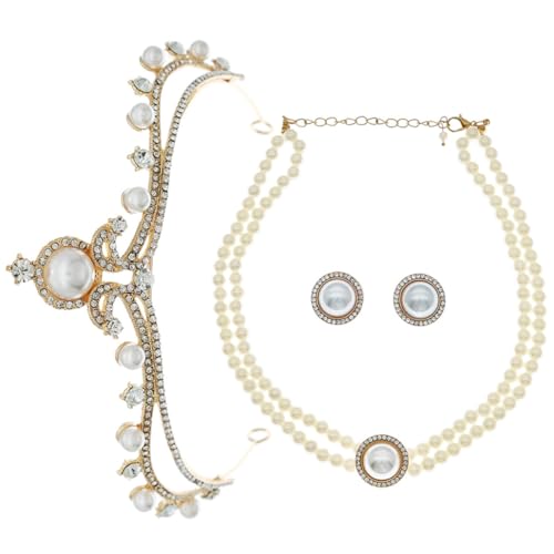 Pendientes, collar y tiara dorados que no pesan ni oscurecen