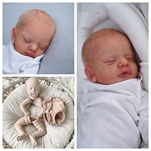 Anano 19 Inch Reborn Doll Kit Sweet Sleeping Baby Boy Silicone Doll Kit Collectible Cloth Body Included Vinyl Head Full Limbs Reborn Newborn Doll Mold