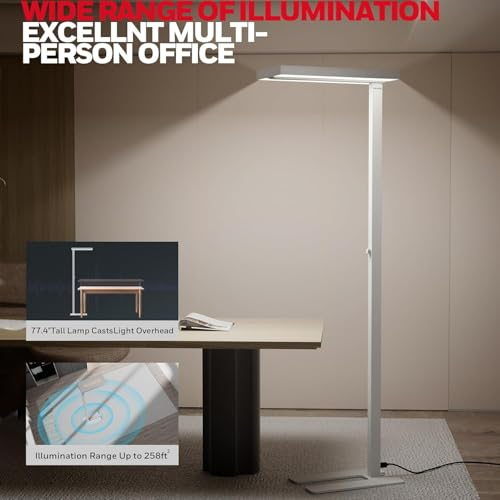 Image of Honeywell 155W LED Floor Lamp - 02E MAX Sunturalux Eye-Care Tall Standing Light, 16000LM 4000K Natural Daylight Reading Lamp for Home Office Bedroom