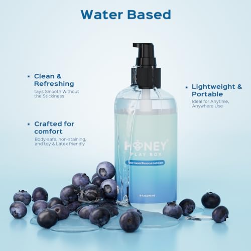 Image of HoneyPlayBox Water Based Lube Personal Lubricant for Men, Women & Couples, Anal Lube, Non-Sticky, Easy-to-Clean, Toy & Condom Compatible, 8 Fl Oz
