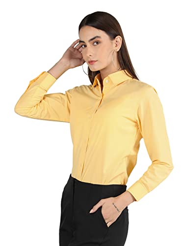 Image of CHKOKKO Women Solid Polycotton Regular Formal Shirt