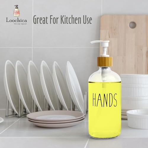 Image of LOOCHICA Clear Glass Soap Bottle - Hands Free Dispenser for Kitchen or Bathroom