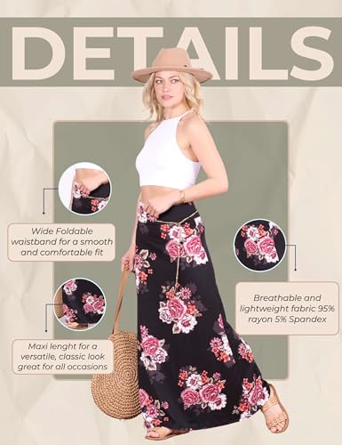 Image of Popana Long Maxi Skirt for Women, Flowy Long Skirts for Women | High Waisted Soft Trendy Rayon, Sundress Convertible Skirt, Long Length Bodycon Maxi Skirt, Petite and Plus Size
