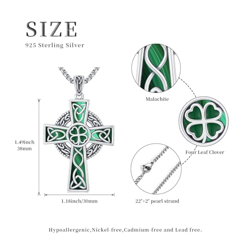 Midir&Etain Celtic Cross Necklace 925 Sterling Silver Cross Pendant Necklace Celtic Viking Irish Jewelry Religious Protective Gift for Men Women - Image 5