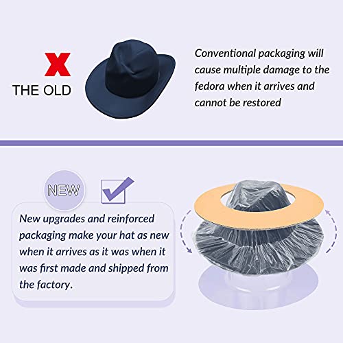 Image of Wide Brim Fedora Hats for Women Men Two Tone Dress Hat Felt Panama Hat in Two Audlt Size