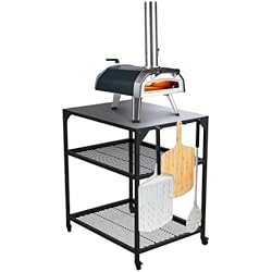 ooni Medium Modular Outdoor Table - 31x22x35 Inch Stainless Steel Pizza Oven Stand, Barbecue Cart, Outdoor Pizza Station