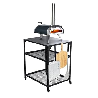 ooni Medium Modular Outdoor Table - 31x22x35 Inch Stainless Steel Pizza Oven Stand, Barbecue Cart, Outdoor Pizza Station