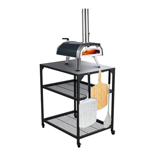 ooni Medium Modular Outdoor Table - 31x22x35 Inch Stainless Steel Pizza Oven Stand, Barbecue Cart, Outdoor Pizza Station