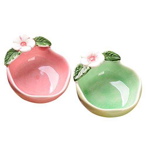 Hemoton 1 par de tigelas de cerâmica para molhos, pratos de tempero, flor de ameixa, para servir, pr