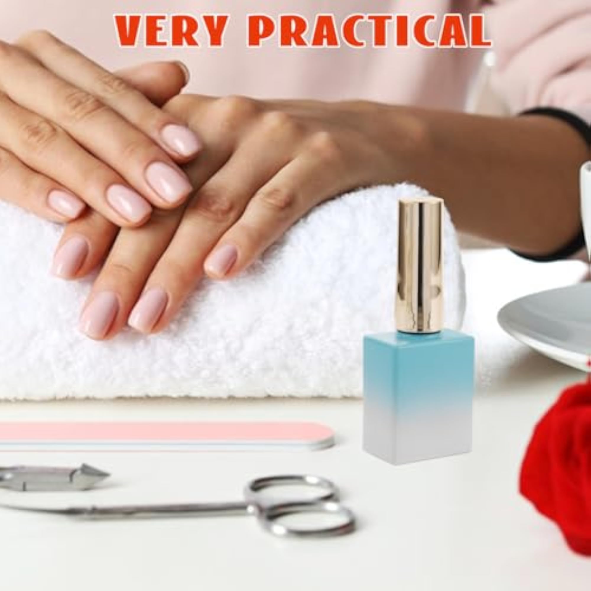 8Pcs Glass Nail Polish Bottles with Brush Caps, Refillable Containers