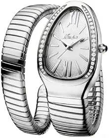 Relógio feminino elegante à prova d'água com pulseira em formato de cobra