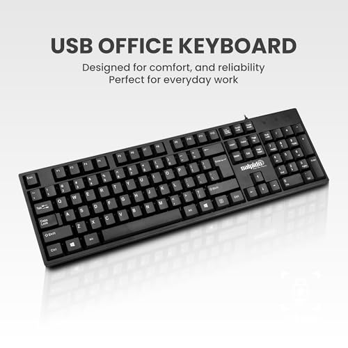 Image of G-103 Wired USB Office Keyboard with 104 Keys, Ergonomic Angled Design, Full-Size Keys for Comfortable Typing, Durable & Spill-Resistant for Daily Office & Home Use