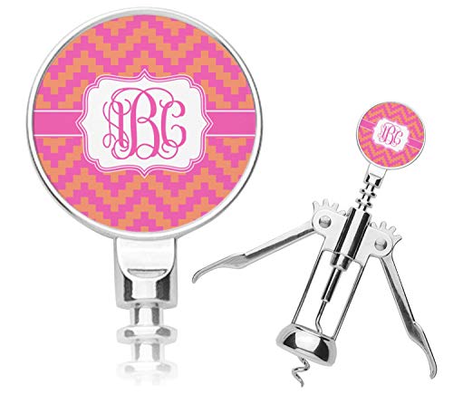 Personalized Pink & Orange Chevron Corkscrew