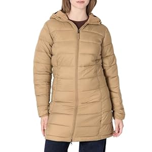 Amazon Essentials Damen Leichter, wasserabweisender, verstaubarer Puffermantel mit Kapuze (erhältlich in Übergrößen), Pilzbraun, M