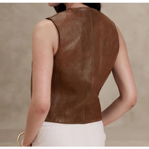 Womens Faux Leather Vest Motorcycle Biker Waistcoat Ladies Tops4