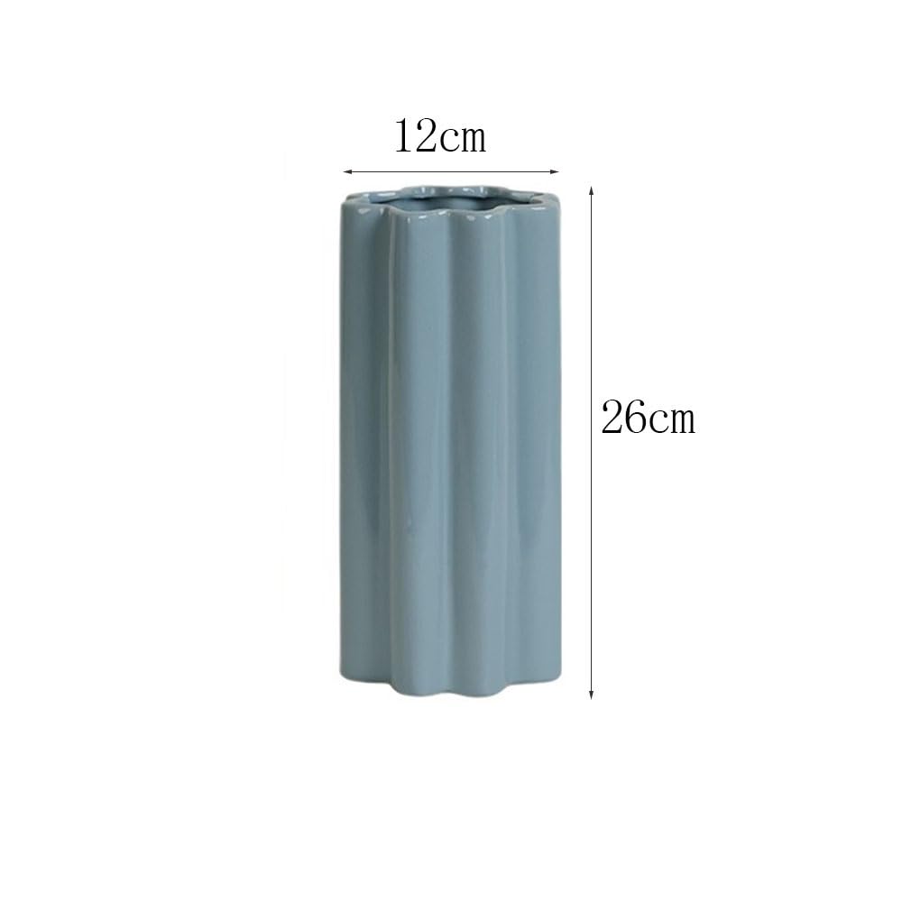 wazon Wazon ceramiczny w kształcie cylindra do kompozycji kwiatowych, hydroponiczny pojemnik na świeże kwiaty, dekoracja domu akcenty dekoracyjne do domu(Green)