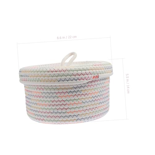 Cesta de almacenaje tejida解决桌面凌乱 con tapa para objetos pequeños del hogar 4