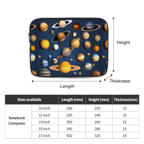 Solar System Planets Laptop Sleeve Case 17 Inch Suitable for Notebook Computer Tablet Traveling Carrying Simple Case4