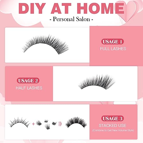Glowing Win Cluster Lashes 144PCS Individual Lashes Natural Look DIY Lash Extensions Fluffy False Eyelashes Individual lash Clusters Reusable Eyelash Extensions Mix 8-16mm C D Curl Strip Lashes - Image 4