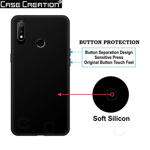 Image of Case Creation Compatible with Realme 3 Pro 2019 Back case, Realme 3 Pro Slim Flexible Smart Look case with 360 Camera All Angle Protection (Pure Black)