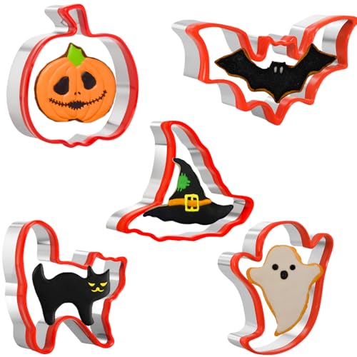 Halloween Cookie Cutter Set - 5 Piece Stainless Steel Biscuit Cutters