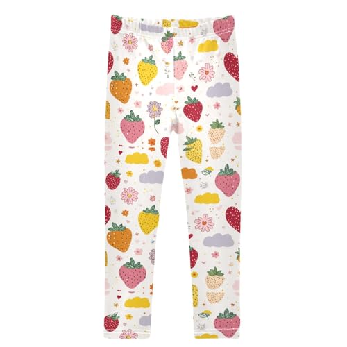Boccsty Cute Colorful Strawberry Heart Girls Leggings Kids Yoga Pants Dance Active Tights 4T