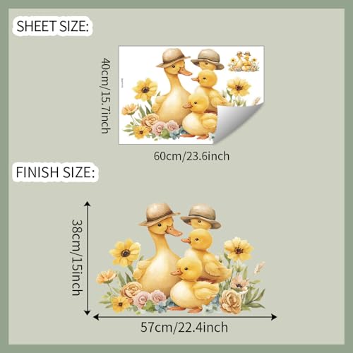 Vinilo decorativo familia de patos acuarela para pared miniatura 2