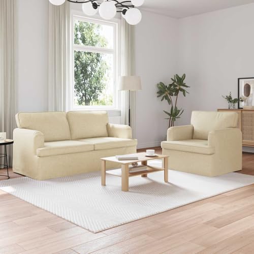 Teenpull Juego de 2 sofás de color crema, 162 x 80 x 85 cm, marco de metal, sofá esquinero y muebles tapizados para salón, habitación de invitados, habitación juvenil, cómodo y fácil de limpiar