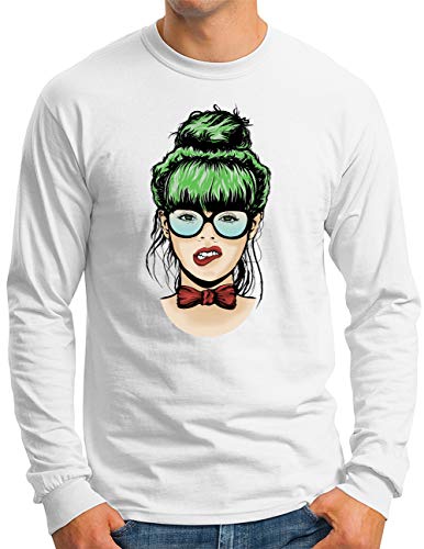 T-shirt manches longues homme motif pin up girl OM3 S au 4XL blanc