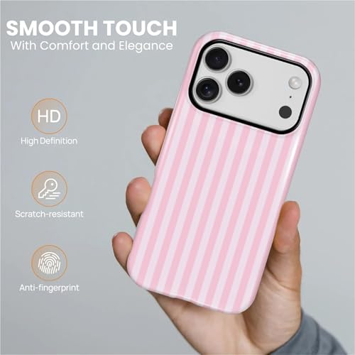 Coque iPhone 17 Pro MagSafe rose à rayures rétro et chic - 7