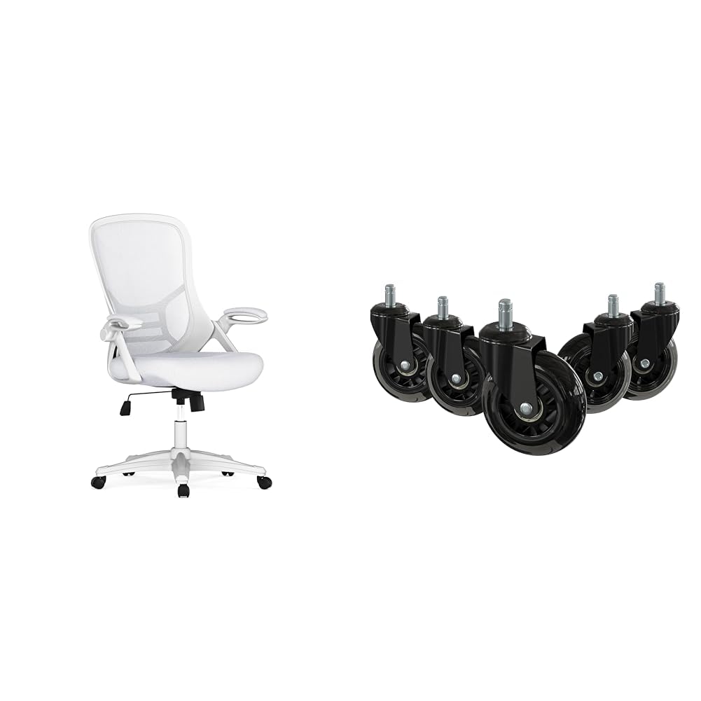Flash Furniture Porter High-Back Office Chair Bundle with 5 Transparent Replacement Wheels