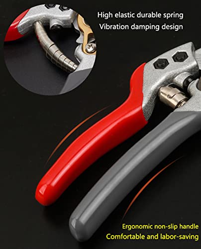 Image of Garden Shears, Japanese labor-saving Garden Scissors, Pruning Shears and Garden Secateurs for Woman and arthritis weak, Professional Branch scissors(Red-grey)