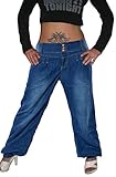 Lässige Damen Pluderhose aus leichtem Jeamns-Stoff. Hüftiger Sitz.