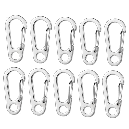 ABOOFAN 10 Piezas Hebillas de Escalada Forma de D Mosquetones Portátiles para Mochilas y Duraderos para Camping Senderismo y Uso Exterior