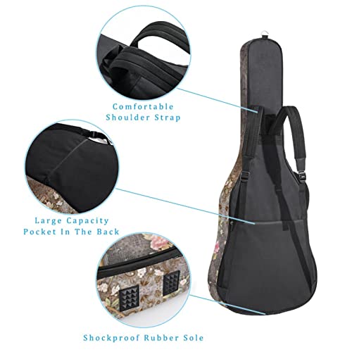 Housse en tissu Oxford imperméable pour guitare avec bandoulière réglable Motif floral sur carreaux Grunge - Les Beatles, Paul McCartney, John Lennon, RIngo Starr, George Harrison Housse en tissu Oxford imperméable pour guitare avec bandoulière réglable Motif floral sur carreaux Grunge – Image 4