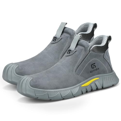 Image of Work Boots for Men Slip On Welding Boots for Men Indestructible Steel Toe Boots Men's Steel Toe Shoes Fireproof Safety Toe Shoes Construction Boots for Welder Men's Work Shoes.