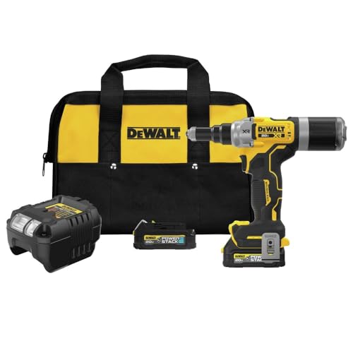 DEWALT 20V MAX XR Cordless Rivet Tool, 1/4', Battery and Charger Included (DCF414GE2)