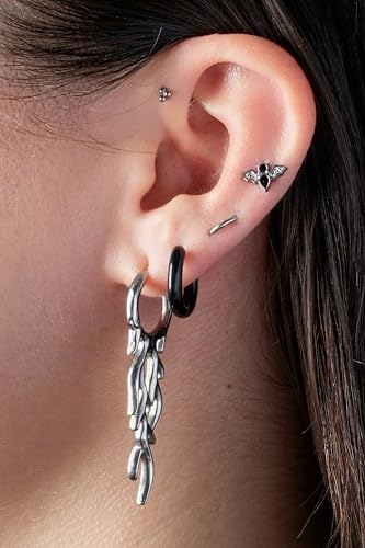 Pierced Owl 18GA 316L Stainless Steel Flame Hinged Hoop Dangling Earrings, Sold as a Pair4