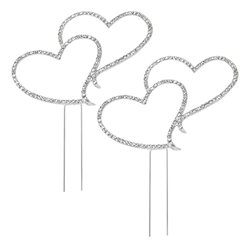 2 Piezas Decoración para Tarta de Boda, Decoración para Tarta, Decoración para Tarta de Boda Con Forma de Corazón de Amor Doble, Buena para Decoración de Tarta de Boda, Fiesta de Boda