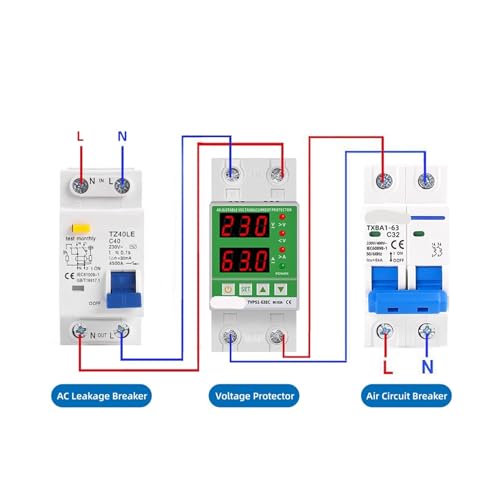 Relé protector de sobretensión Din de 40A a 80A 220V con pantalla dual ajustable 4