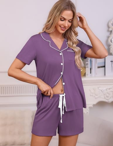 Image of HNG Pajama Sets for Women 2 Piece PJ Sets Short Sleeve Lounge Set Fashion Sleepwear XS-3XL