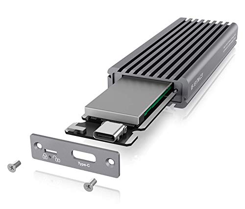 Icy Box Ssd Ssd M.2 Nvme Case, USB 3.1 (Gen2, 10 Gbit/S), Sistema di Raffreddamento, USB-C, USB-A, Pcie M-Key, Alluminio, Grigio
